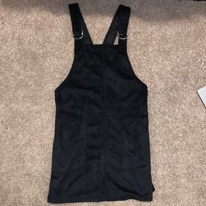 black overall dress